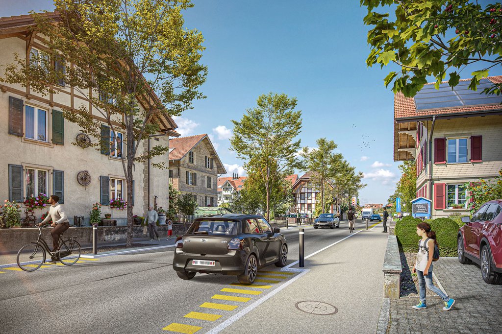 Mit der Verkehrssanierung Burgdorf-Oberburg-Hasle können die heute hochbelasteten Ortsdurchfahrten zurückgebaut und den Bedürfnissen der Anwohnerinnen und Anwohner angepasst werden. (Bild: BVE)